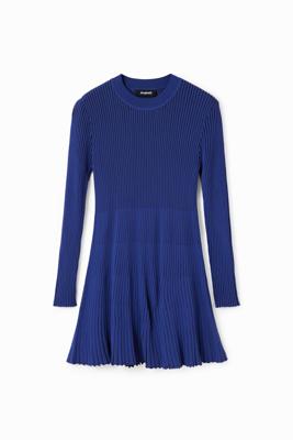Korte geribbelde jurk - BLUE - XL