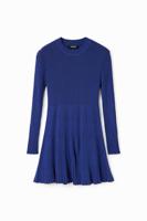 Korte geribbelde jurk - BLUE - M