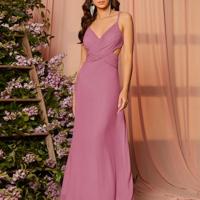 Mint Green Criss Cross A-Line Bridesmaid Dress | Maxi Gown Dusty Pink / M