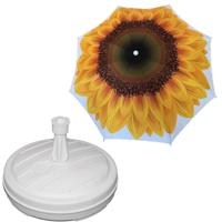 Tuin parasol Zonnebloem - met vulbare parasolvoet in wit - doek geel - D180 cm - polyester