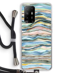Watercolor Agate: Oppo A95 5G Transparant Hoesje met koord