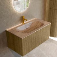 Badmeubel Mondiaz Kurve-Dlux | 90 cm | Meubelkleur Dusk | Wastafelkleur Arena | Solid surface | Wasbak midden spoelbak | 1 kraangat
