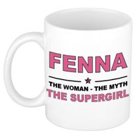 Naam cadeau mok/ beker Fenna The woman, The myth the supergirl 300 ml   -