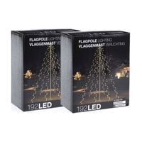 Kerstverlichting - Vlaggenmast - 2 stuks - 192 LED's - Hoogte: 208 cm - Warm wit - thumbnail