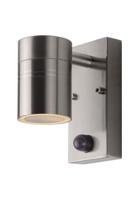 Lucide ARNE-LED IR - Wandspot / Wandlamp Binnen/Buiten - Ø 6,3 cm - LED - GU10 - 1x5W 2700K - IP44 - Beweging & dag/nacht sensor - Mat chroom