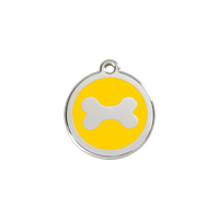 Bone Yellow roestvrijstalen hondenpenning small/klein dia. 2 cm - Reddingo