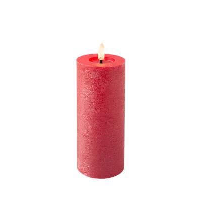 LED kaars Lumineo Rood Ø 7 x 19 cm Rustiek (AAA)