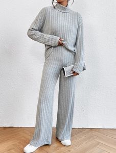 Loose Casual Turtleneck Acrylic Two-Piece Set