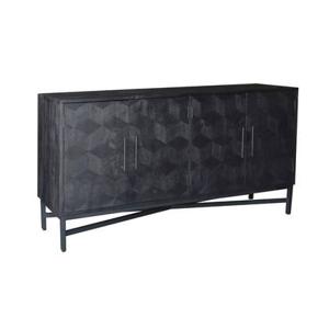 Giga Meubel - Dressoir Zwart - 160x45x85cm - Mangohout - Kast Jazz