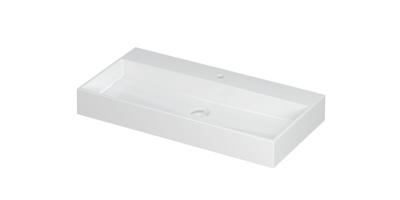 Wastafel United Porselein met 1 kraangat incl. porseleinen click plug en verborgen overloop systeem 90 cm x 45 cm x 11 cm Glans wit 0206051