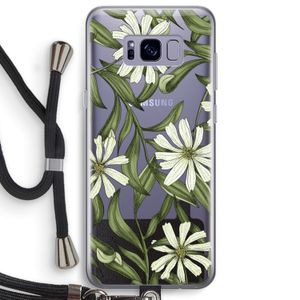 Wit bloemenpatroon: Samsung Galaxy S8 Plus Transparant Hoesje met koord