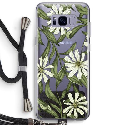 Wit bloemenpatroon: Samsung Galaxy S8 Plus Transparant Hoesje met koord