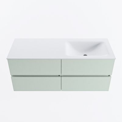 MONDIAZ VICA 120cm badmeubel onderkast Greey 4 lades. Wastafel CLOUD rechts zonder kraangat, kleur Talc.