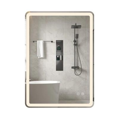 70 x 50 cm LED-Badkamerspiegel Breukvast Gehard Glas Rechthoekige Wandspiegel Drie Kleurtemperatuurinstellingen