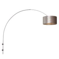 Steinhauer Wand booglampSparkled RVS met taupe velourse kap - 8146ST
