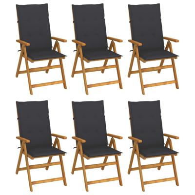 Tuinstoelen 6 st inklapbaar met kussens massief acaciahout