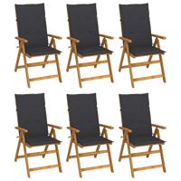 Tuinstoelen 6 st inklapbaar met kussens massief acaciahout