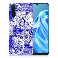 Silicone Back Case OPPO A91 Angel Skull Blauw