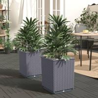 VidaXL Plantenbakken 2 st 30x30x37 cm polypropeen blauwgrijs