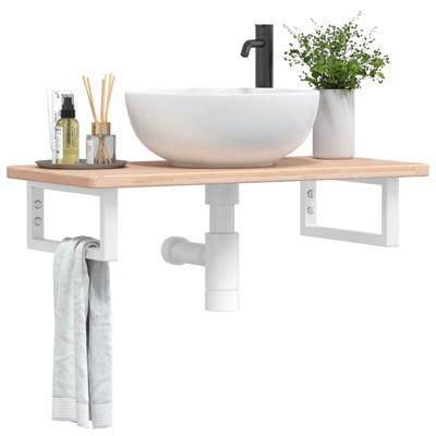 Badkamer wandschap staal en massief eikenhout