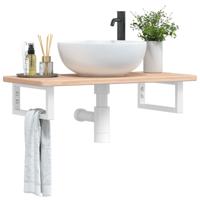 Badkamer wandschap staal en massief eikenhout