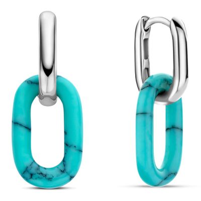 TI SENTO-Milano 7903TQ Oorhangers zilver turquoise 11 x 27 mm