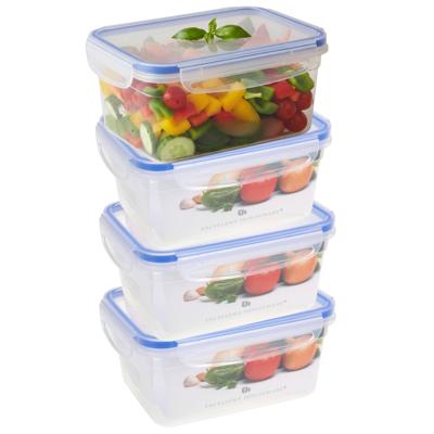 Vershoudbakje - 4x - 1100 ml - transparant - kunststof - 18,8 x 13 x 8,7 cm - Luchtdicht afgesloten