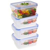 Vershoudbakje - 4x - 1100 ml - transparant - kunststof - 18,8 x 13 x 8,7 cm - Luchtdicht afgesloten