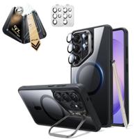 Galaxy S26 Ultra Bundle Classic Hybrid Magnetic Case (Stash Stand) and Armorite® Pro Screen Protector - Clear Black