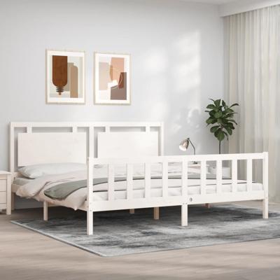 Bedframe zonder matras massief grenenhout wit 200x200 cm