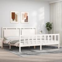 Bedframe zonder matras massief grenenhout wit 200x200 cm