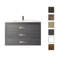 Badkamermeubelset Sanicare Q3 3 Soft-Close Laden 80 cm Grey-Wood (spiegel optioneel)