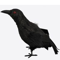 Raaf/kraai - zwart - Halloween decoratie dieren - 20 cm - thumbnail