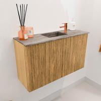 Toiletmeubel Mondiaz Joya Dlux | 70 cm | Meubelkleur Oak | Faye wastafel Oza Wasbak Midden | 1 kraangat