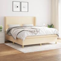 Boxspring met matras stof crèmekleurig 160x200 cm
