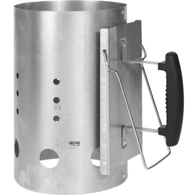 Luxe briketten of houtskool barbeque/BBQ starter metaal 30 cm