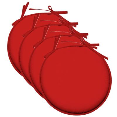 Stof Textile Home stoelkussens - 4x - rood - D40 x H3 cm - voor binnen - rond