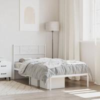 Bedframe met hoofdbord zonder matras metaal wit 75x190 cm - thumbnail
