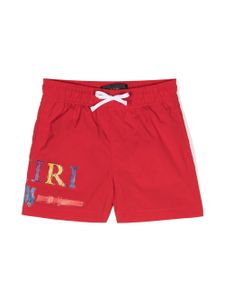 AMIRI KIDS short de bain à logo imprimé - Rouge