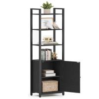 Boekenkast met verstelbare planken en handige opbergruimte, Ebbenhout Zwart + Inktzwart / 40B cm