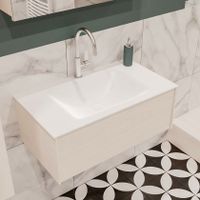 Mondiaz Lush Cloud badmeubel underlayment 80 cm 1 lade solid surface enkele spoelbak midden 1 kraangat
