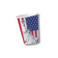 10x stuks USA/Amerika flag thema feest drinkbekers - 200 ml - karton - feestartikelen