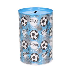 Concorde spaarpot blik goal voetbal - blauw - 10 x 15 cm   -