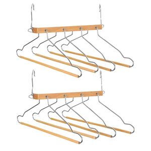 Set van 2x stuks luxe kledinghanger/broekhanger voor 4 broeken/shirts 42 x 45 cm - Kledinghangers