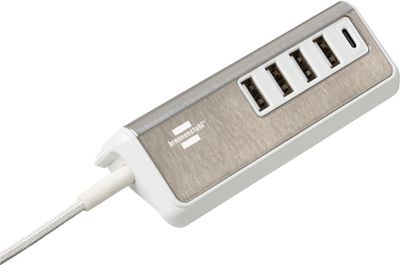 Brennenstuhl 1508230 oplader voor mobiele apparatuur Universeel Roestvrijstaal, Wit AC Binnen