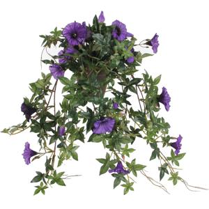 Mica Decorations Kunstplant - petunia - groen - paarse bloemen - 50cm   -