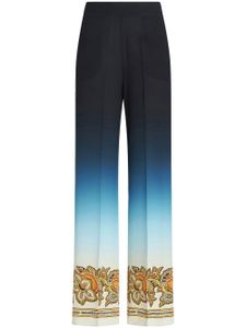 ETRO pantalon ample en soie à effet dégradé - Bleu