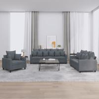 3-delige Loungeset met kussens fluweel donkergrijs