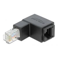 DeLOCK adapter rj-45 cat.6 stekker > stopcontact, 90° (zwart)