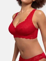 Kanten Bralette - Zonder beugel - Aina - Niet gevulde bh zonder beugel - Grote maten bralette - M - Rood - M - M - M - M - M - M - M - M -